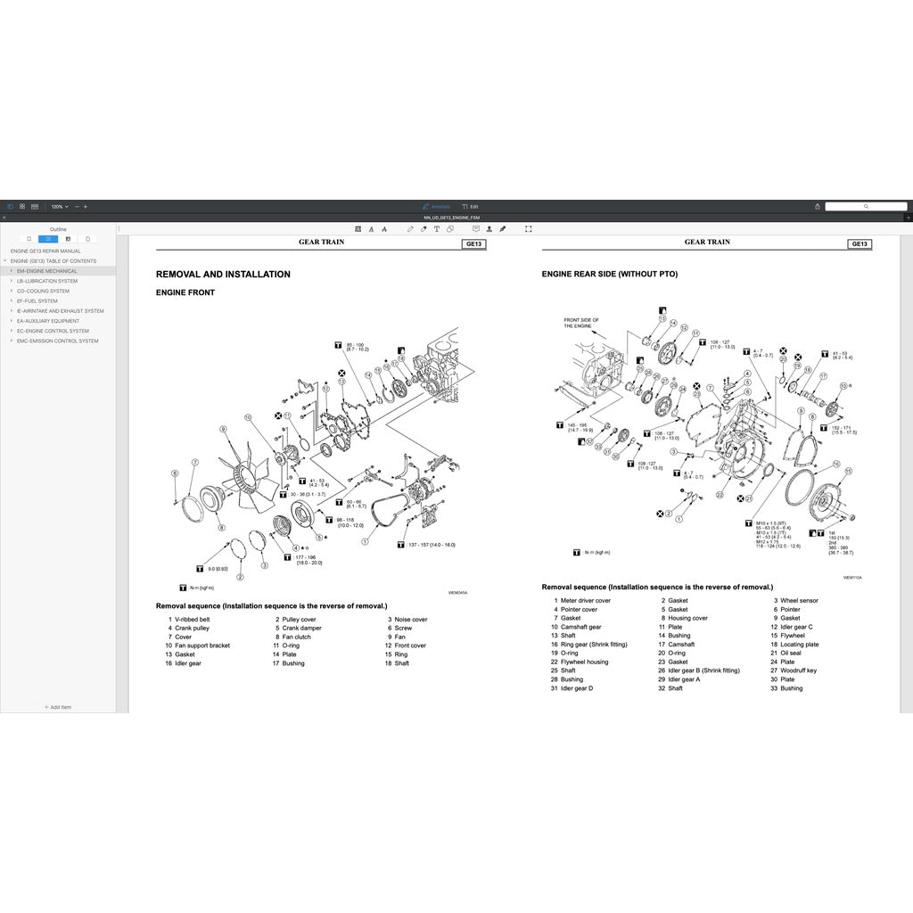 Nissan UD Diesel Engine GE13/ GE13TC/ GE13TB/ GE13TF/ GE13TD Service Repair Manual - page 5